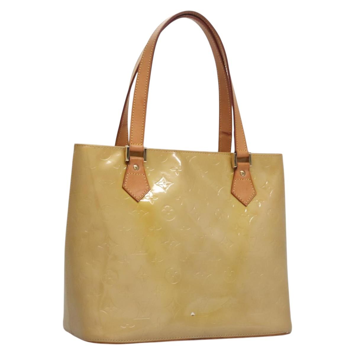 LOUIS VUITTON Monogram Vernis Houston Hand Bag Beige M91004 LV Auth EC214