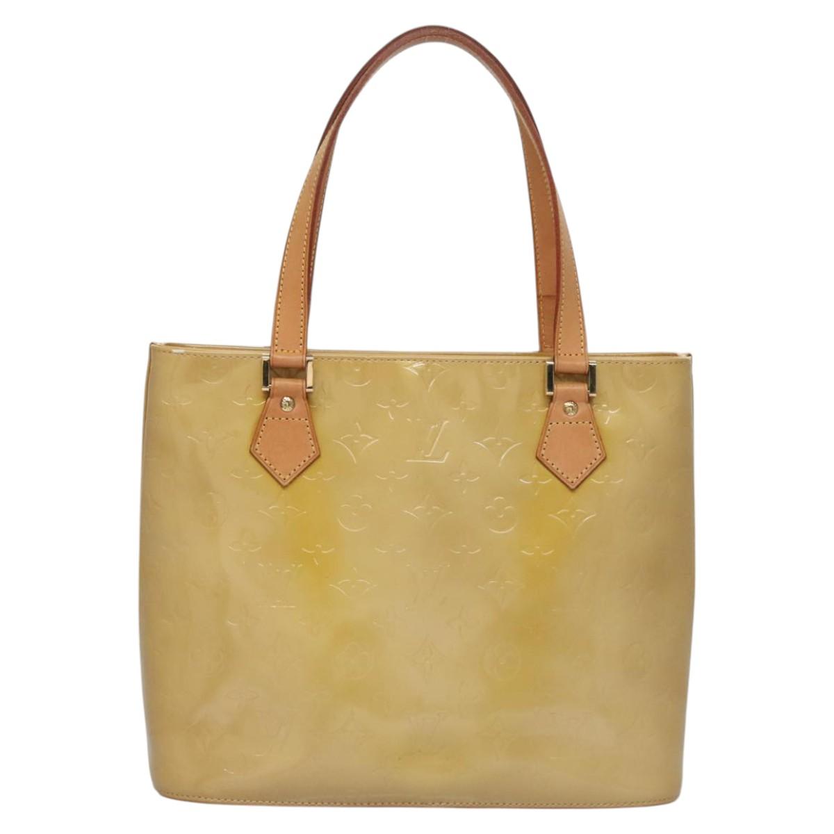 LOUIS VUITTON Monogram Vernis Houston Hand Bag Beige M91004 LV Auth EC214