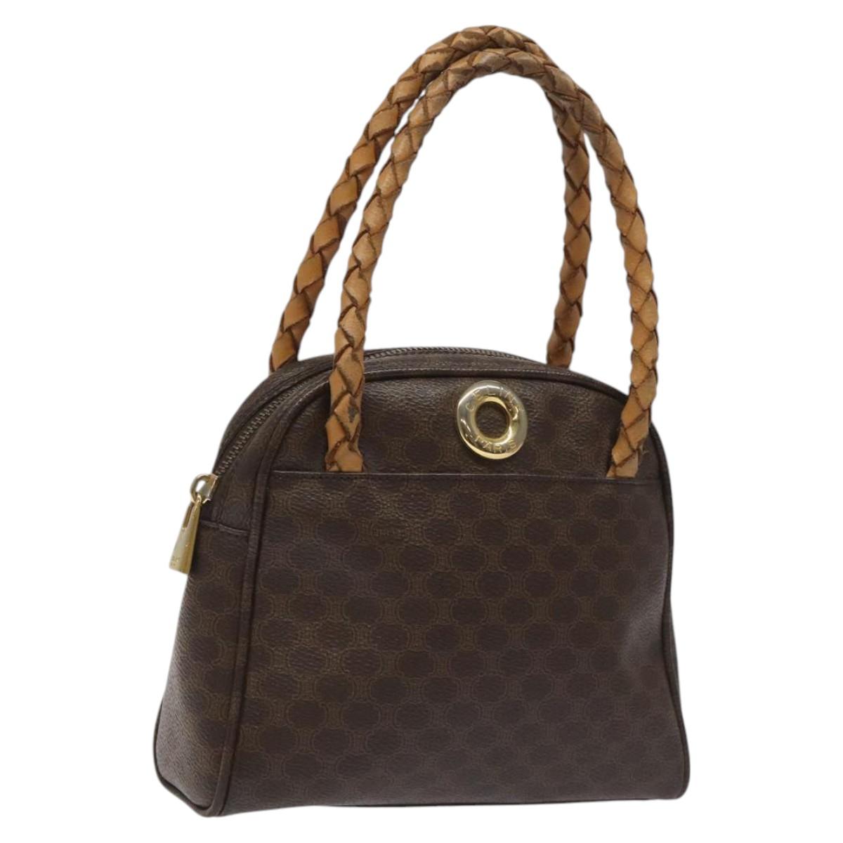 CELINE Macadam Canvas Hand Bag PVC Leather Brown Auth EC224