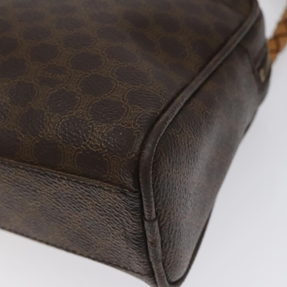 CELINE Macadam Canvas Hand Bag PVC Leather Brown Auth EC224