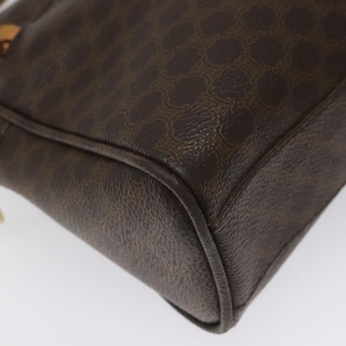 CELINE Macadam Canvas Hand Bag PVC Leather Brown Auth EC224