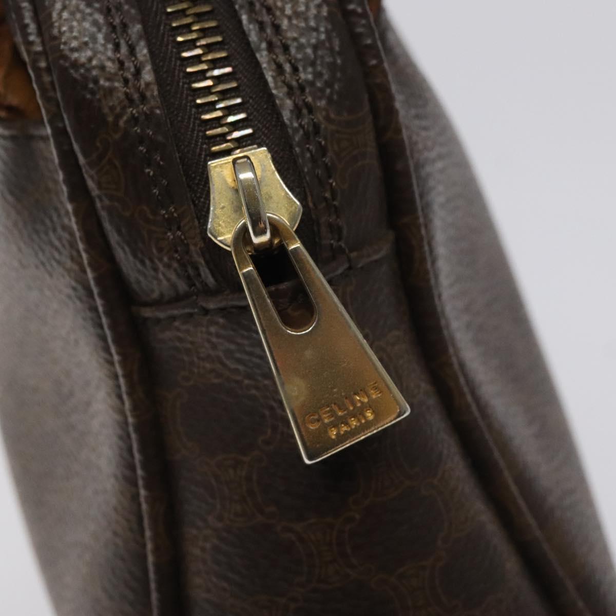 CELINE Macadam Canvas Hand Bag PVC Leather Brown Auth EC224