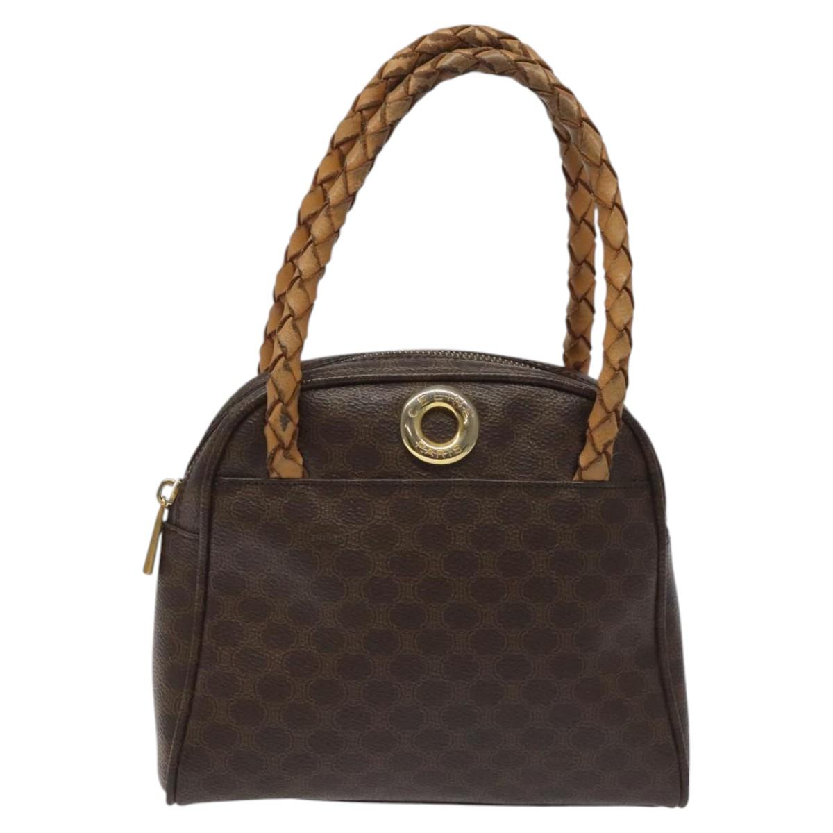 CELINE Macadam Canvas Hand Bag PVC Leather Brown Auth EC224