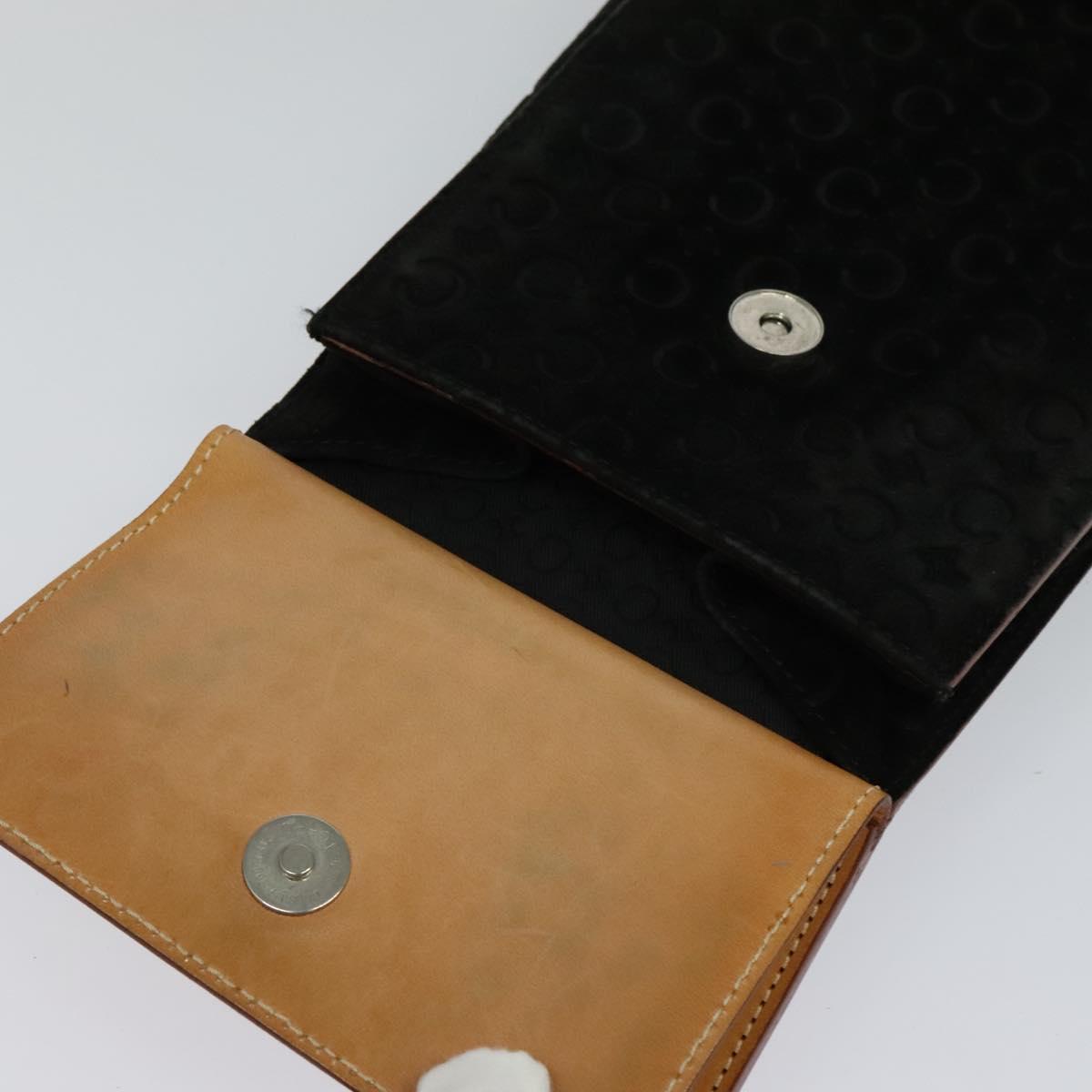 CELINE C Macadam Canvas Shoulder Bag Suede Black Auth EC226