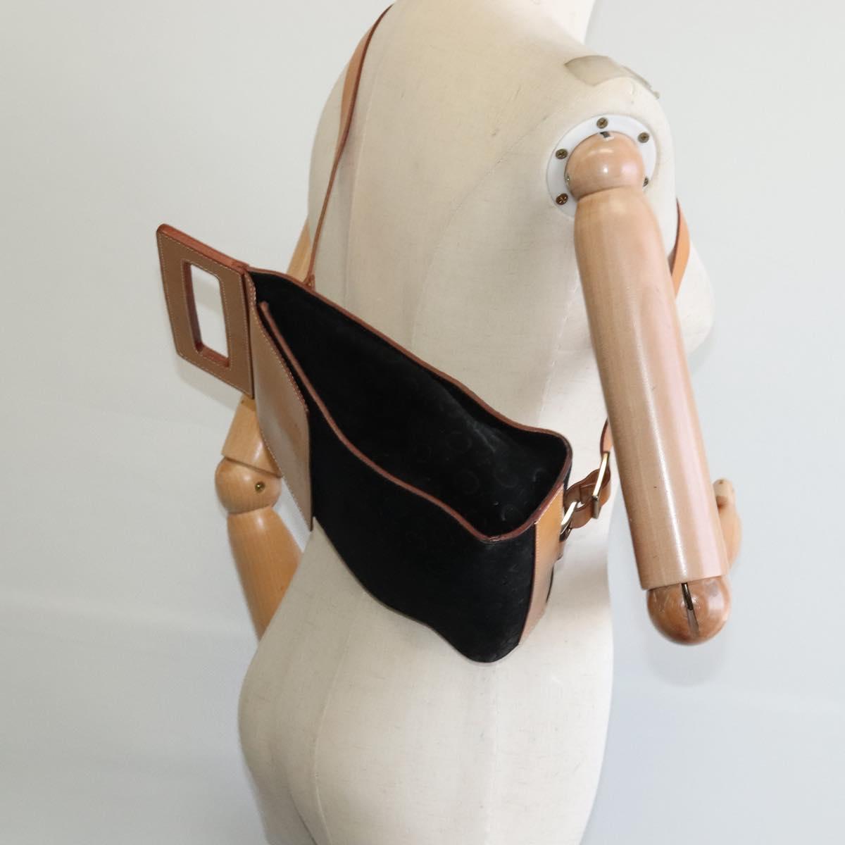 CELINE C Macadam Canvas Shoulder Bag Suede Black Auth EC226