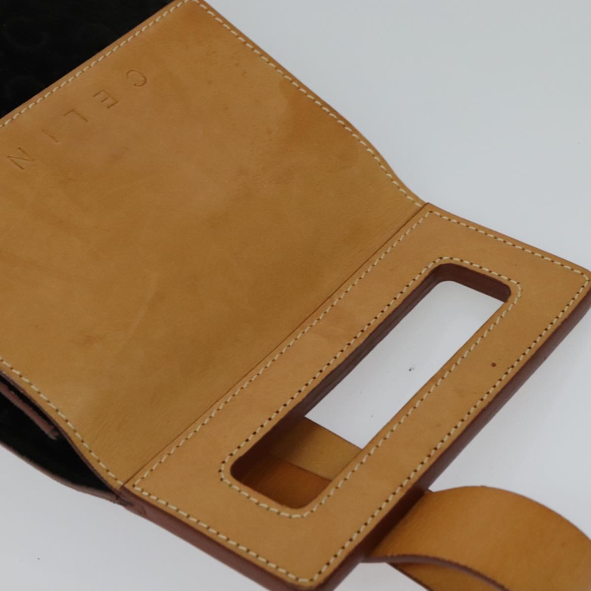 CELINE C Macadam Canvas Shoulder Bag Suede Black Auth EC226