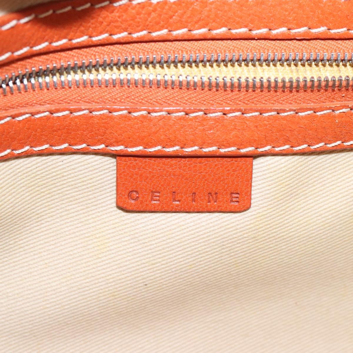 CELINE Shoulder Bag Leather Orange Auth EC246