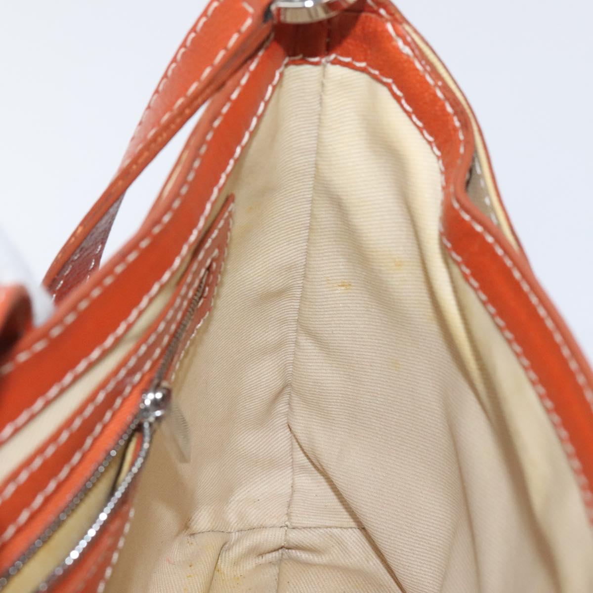 CELINE Shoulder Bag Leather Orange Auth EC246