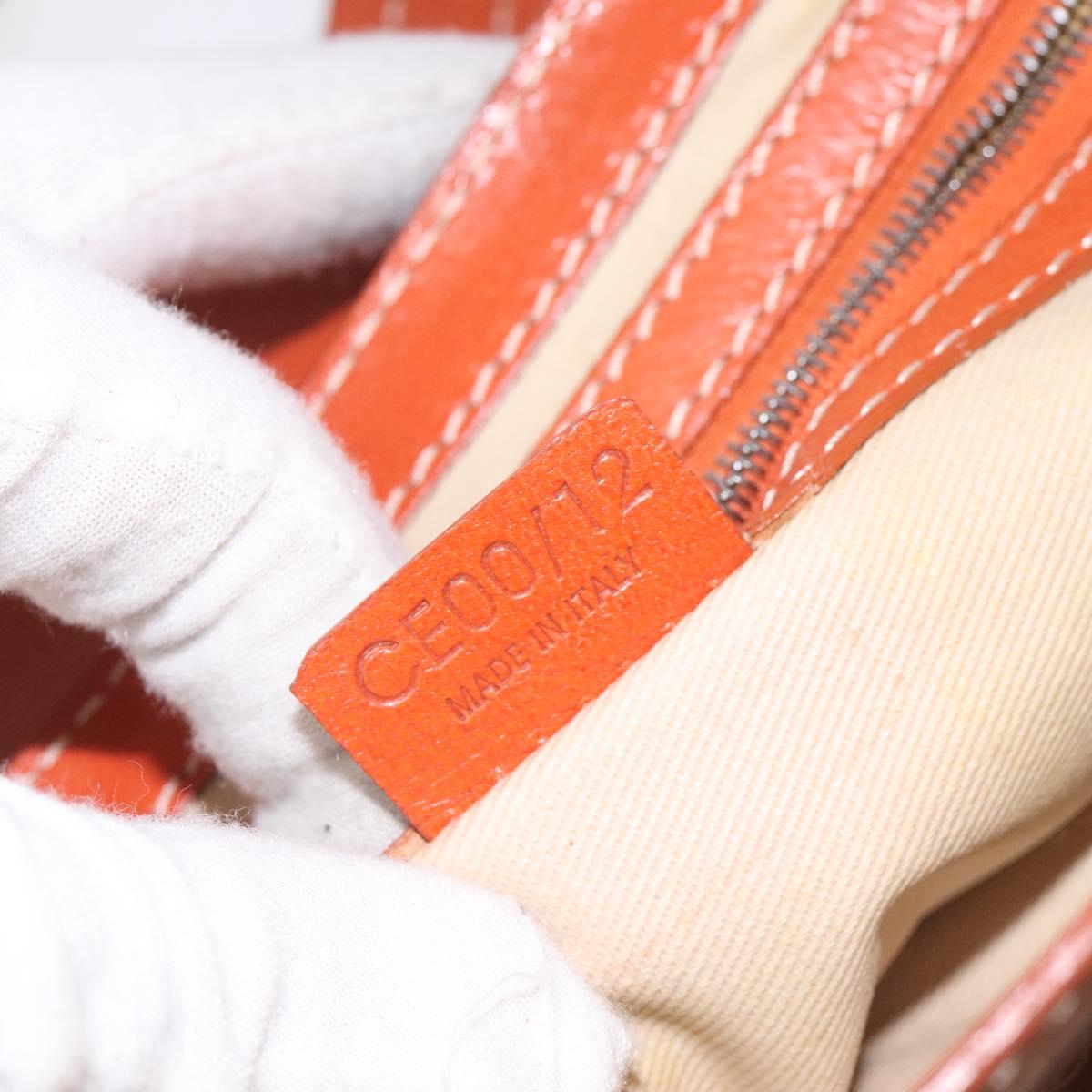 CELINE Shoulder Bag Leather Orange Auth EC246