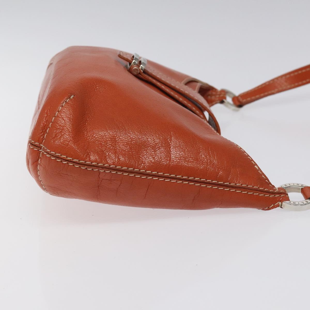CELINE Shoulder Bag Leather Orange Auth EC246