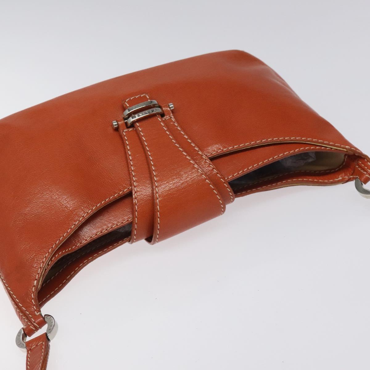 CELINE Shoulder Bag Leather Orange Auth EC246