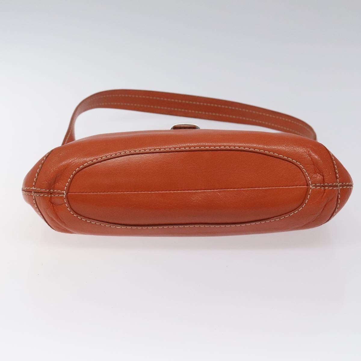 CELINE Shoulder Bag Leather Orange Auth EC246