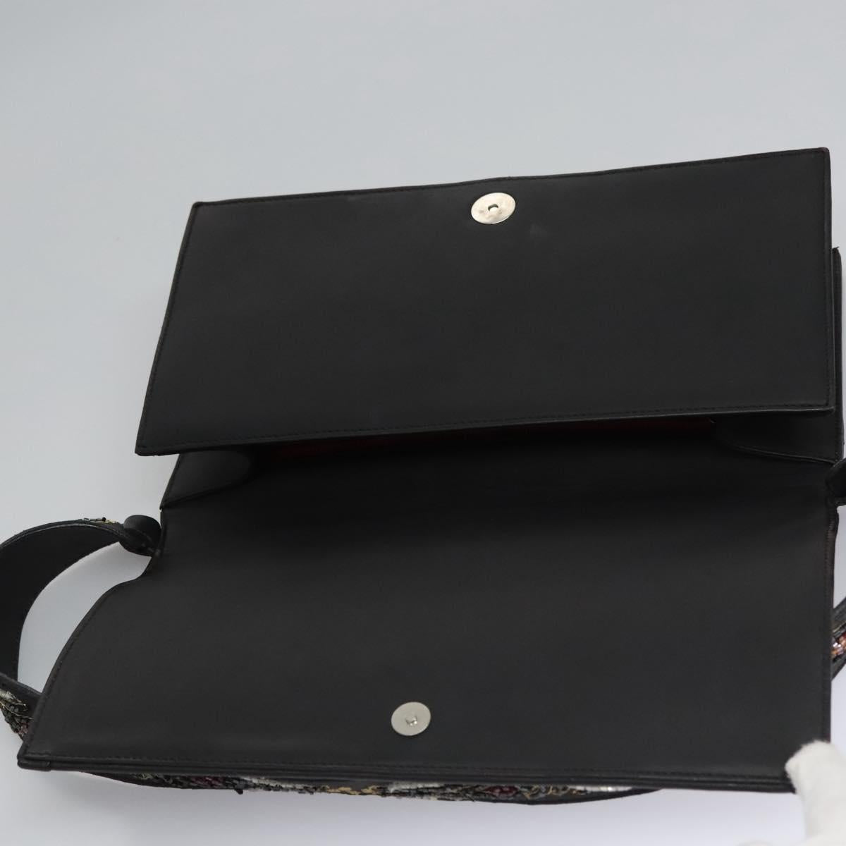 Salvatore Ferragamo Shoulder Bag beads Black Auth EC288V