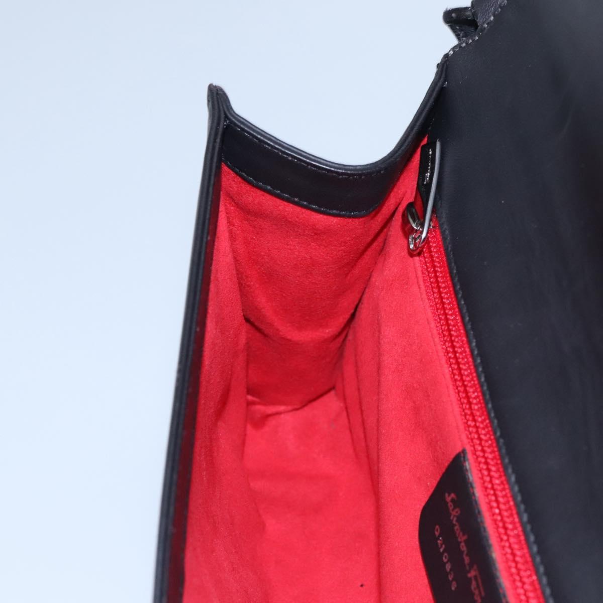 Salvatore Ferragamo Shoulder Bag beads Black Auth EC288V