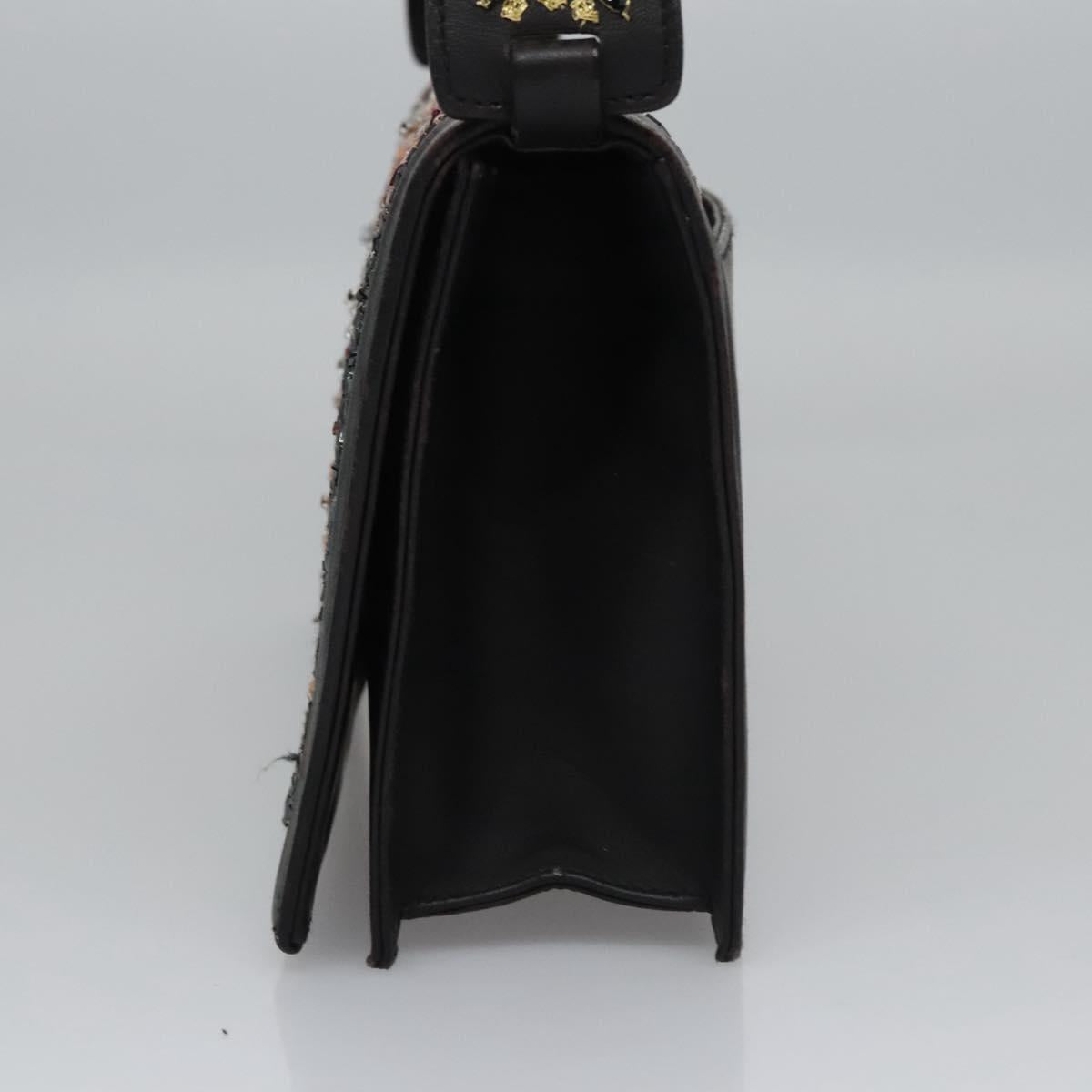 Salvatore Ferragamo Shoulder Bag beads Black Auth EC288V