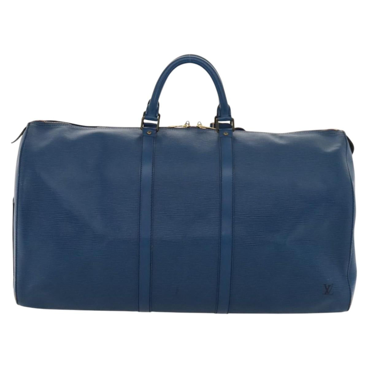 LOUIS VUITTON Epi Keepall 55 Boston Bag Toledo Blue M42955 LV Auth EC290