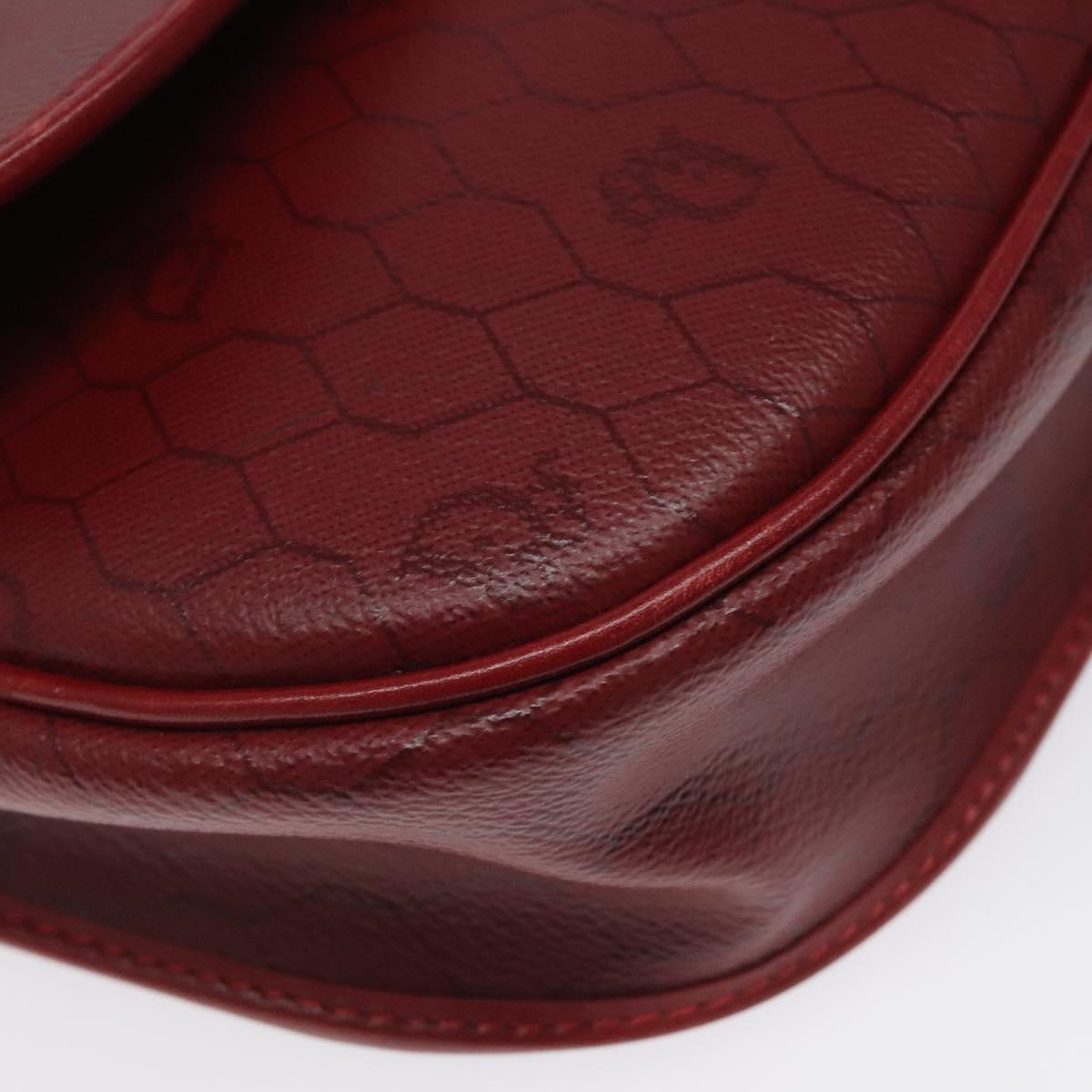 Christian Dior Honeycomb Canvas Shoulder Bag PVC Leather Red Gold Auth EC300