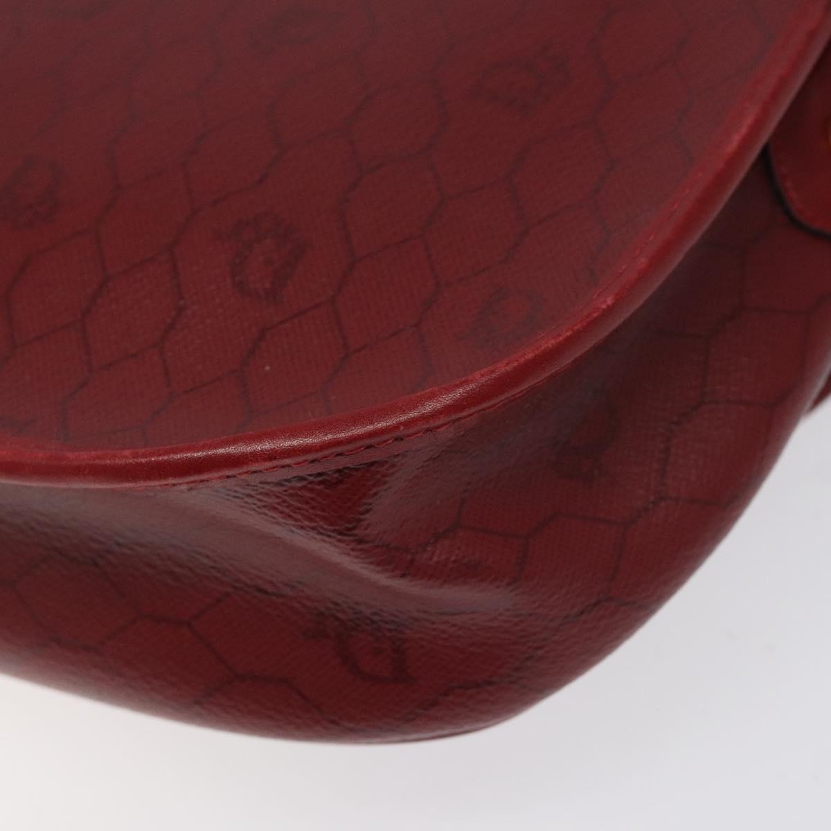 Christian Dior Honeycomb Canvas Shoulder Bag PVC Leather Red Gold Auth EC300