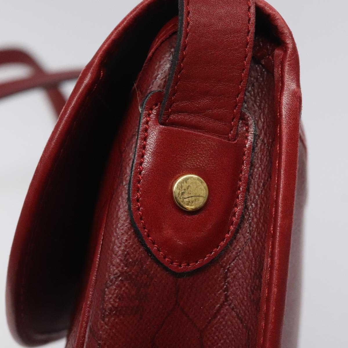 Christian Dior Honeycomb Canvas Shoulder Bag PVC Leather Red Gold Auth EC300