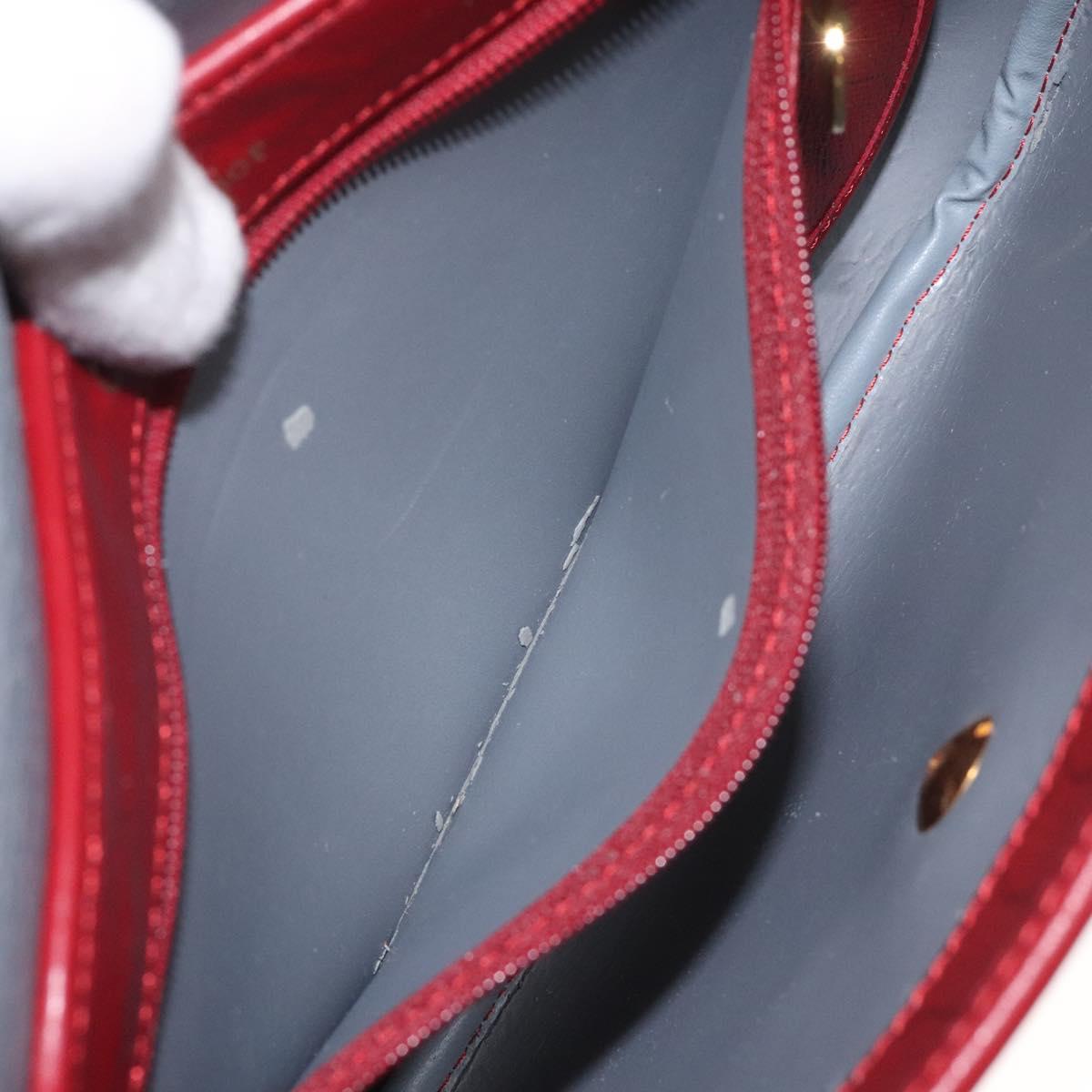 Christian Dior Honeycomb Canvas Shoulder Bag PVC Leather Red Gold Auth EC300