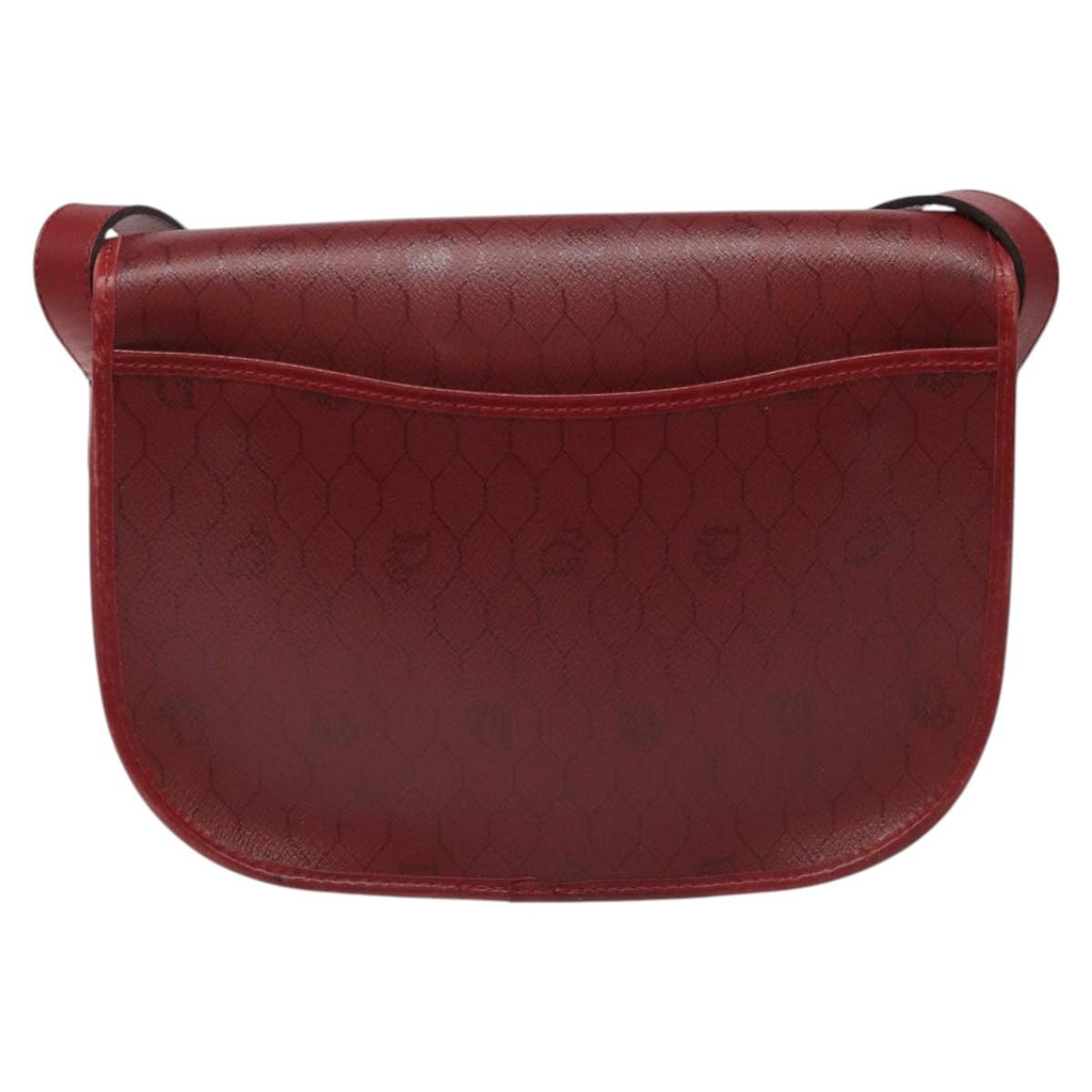 Christian Dior Honeycomb Canvas Shoulder Bag PVC Leather Red Gold Auth EC300