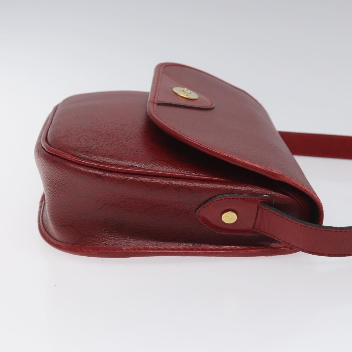 Christian Dior Honeycomb Canvas Shoulder Bag PVC Leather Red Gold Auth EC300