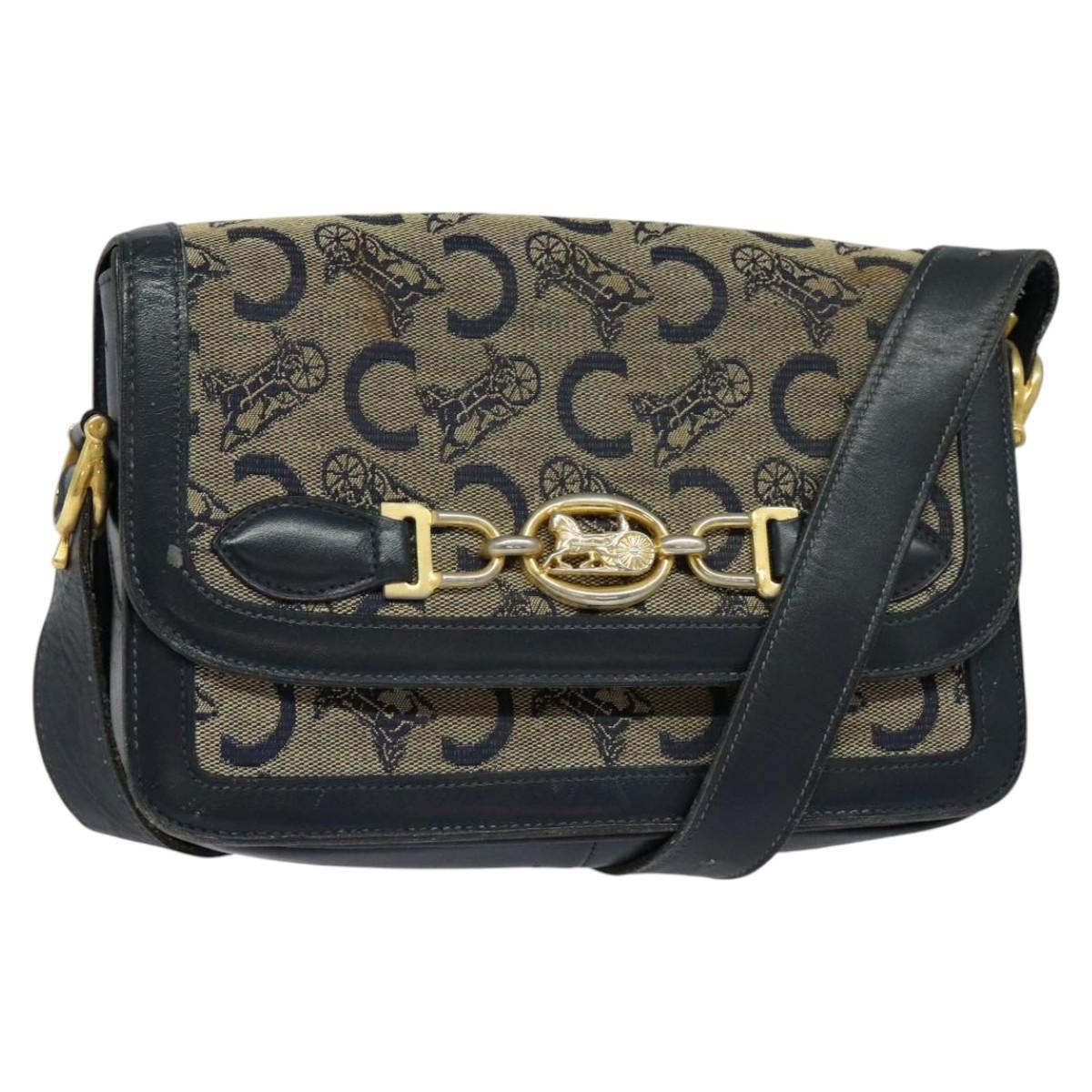 CELINE C Sulky Shoulder Bag Canvas Navy Auth EC321