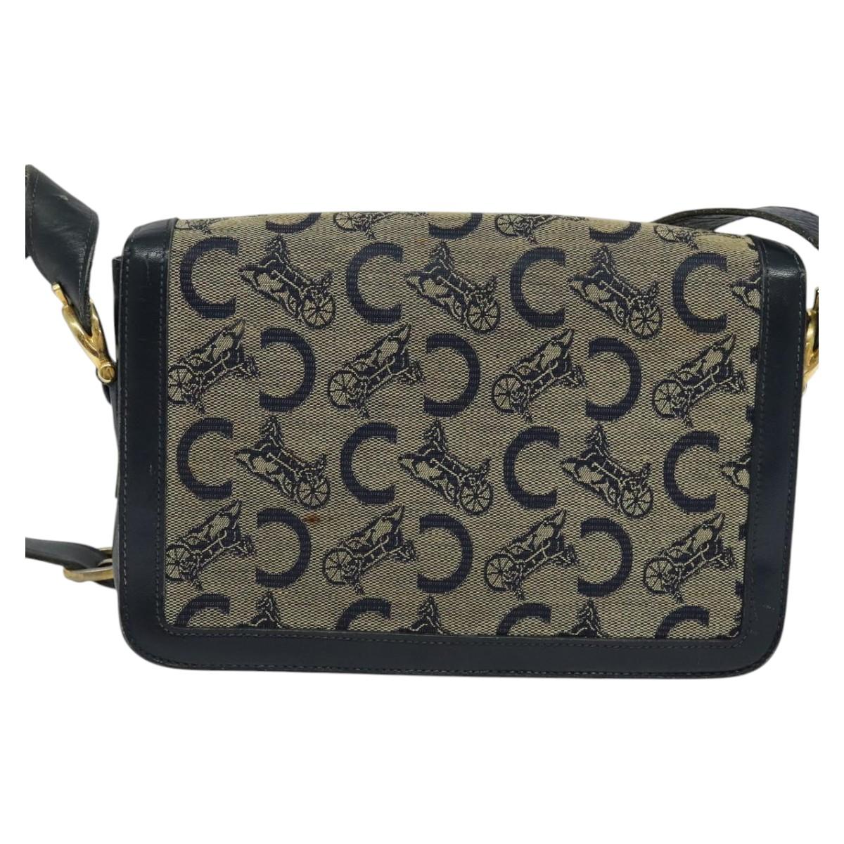 CELINE C Sulky Shoulder Bag Canvas Navy Auth EC321