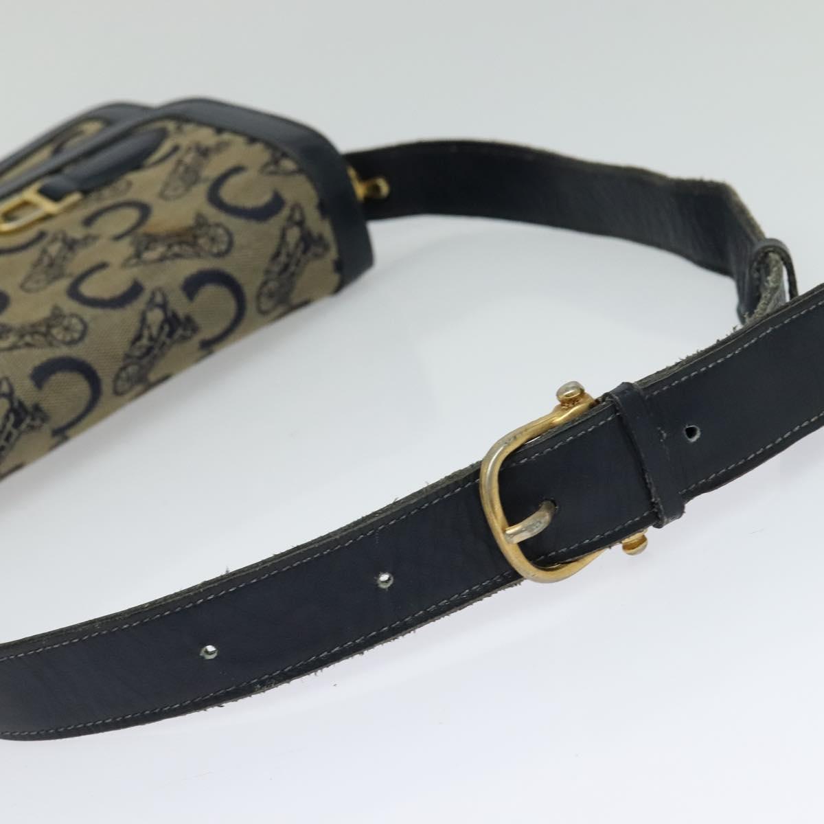 CELINE C Sulky Shoulder Bag Canvas Navy Auth EC321