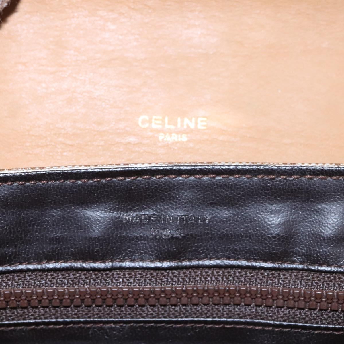 CELINE Macadam Canvas Shoulder Bag Beige Gold Auth EC329