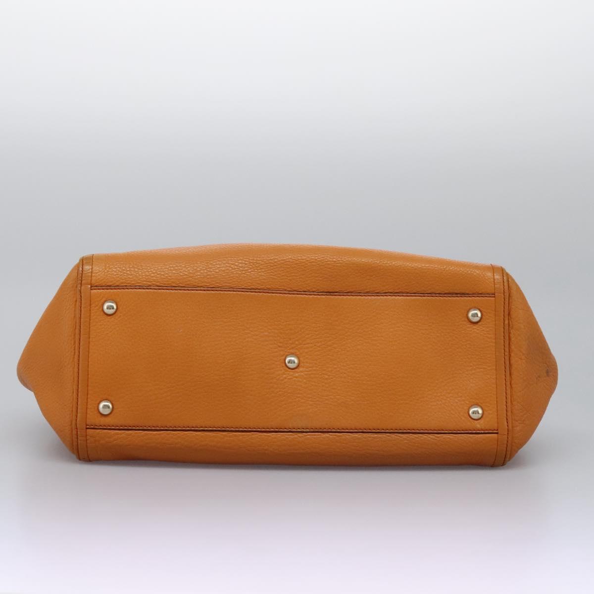GUCCI Soho Hand Bag Leather Orange Gold 282309 Auth EC355