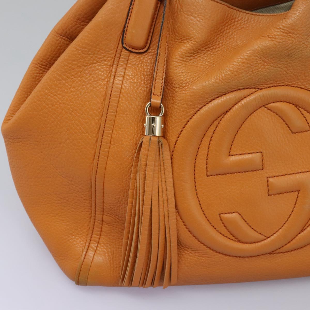 GUCCI Soho Hand Bag Leather Orange Gold 282309 Auth EC355