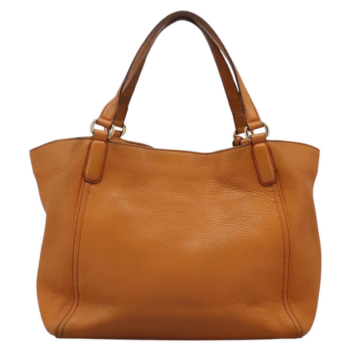 GUCCI Soho Hand Bag Leather Orange Gold 282309 Auth EC355