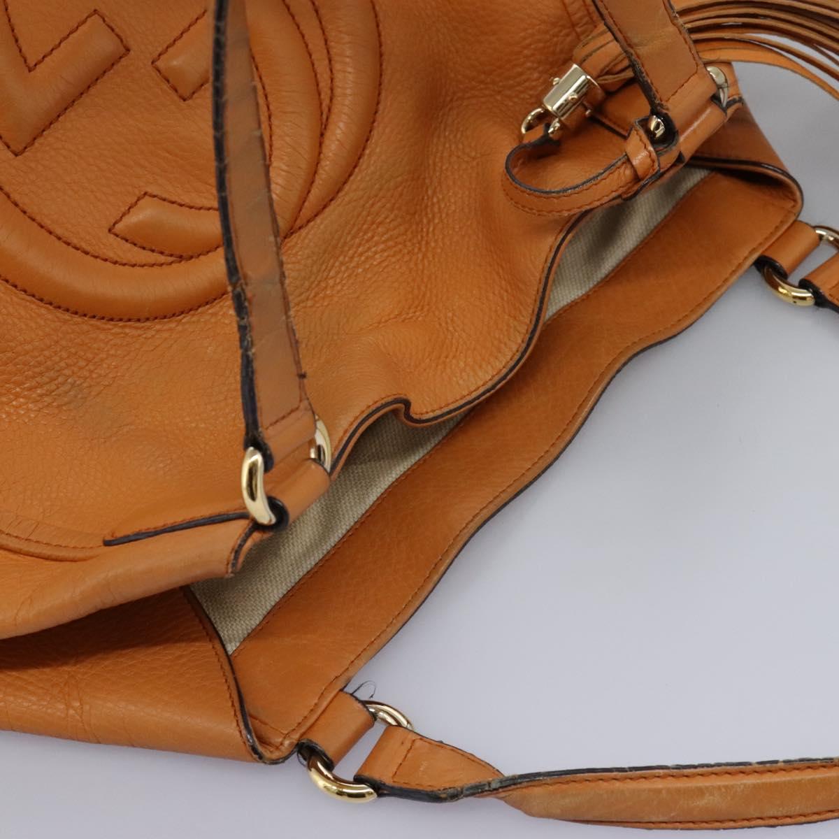 GUCCI Soho Hand Bag Leather Orange Gold 282309 Auth EC355