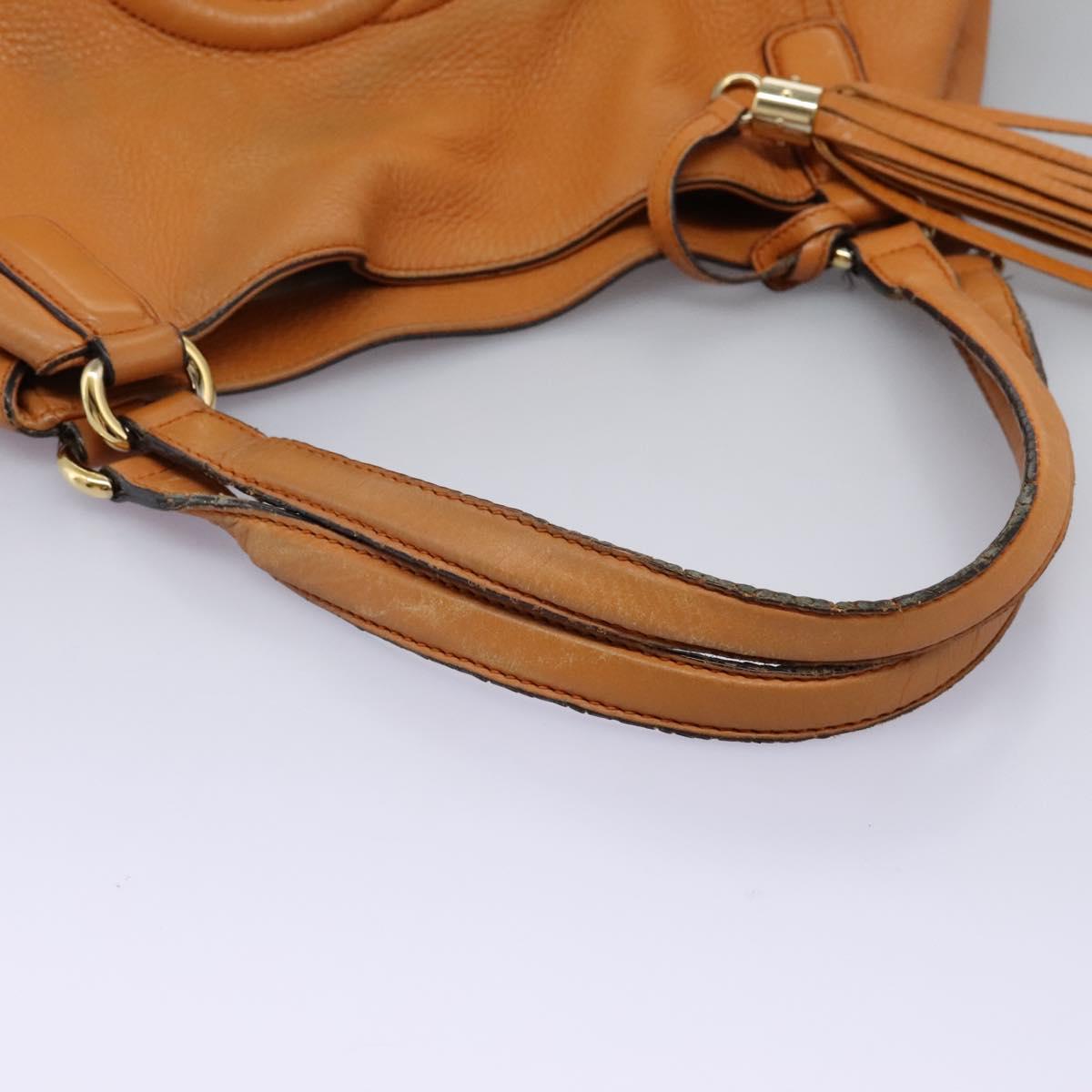 GUCCI Soho Hand Bag Leather Orange Gold 282309 Auth EC355