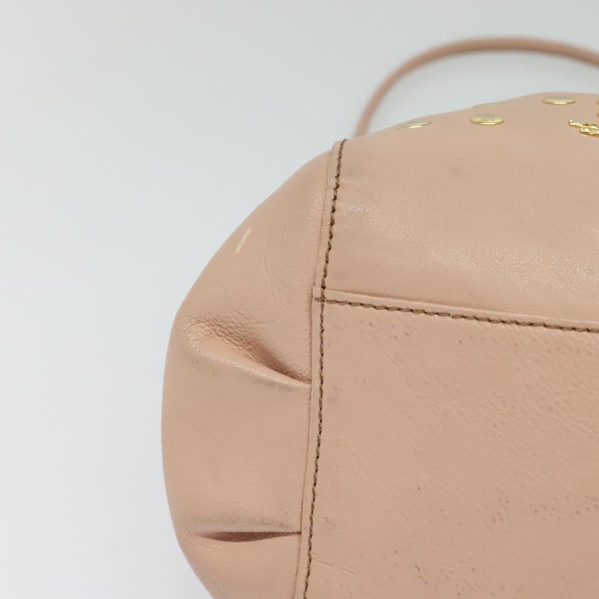 BURBERRY Blue Label Shoulder Bag Leather Gold Pink Auth EC376