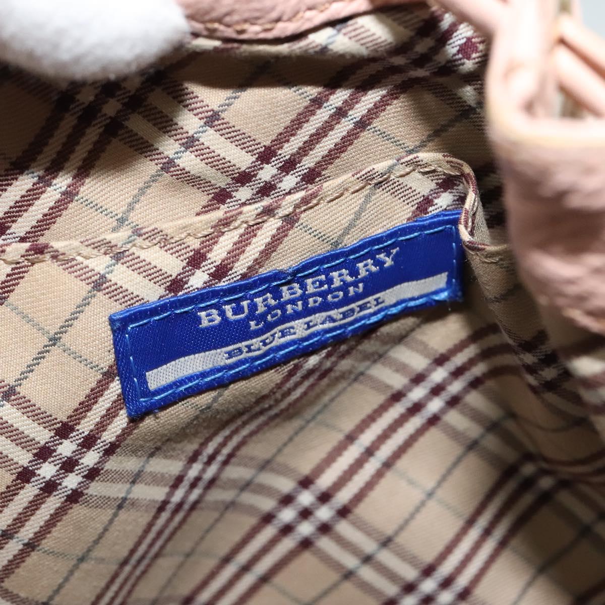 BURBERRY Blue Label Shoulder Bag Leather Gold Pink Auth EC376