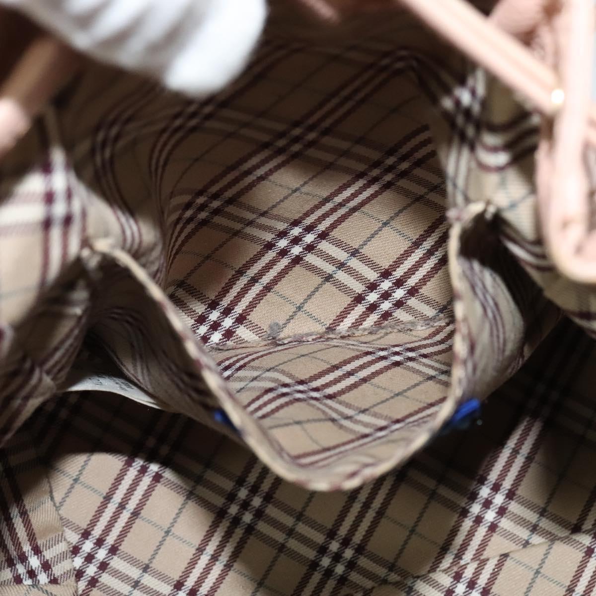 BURBERRY Blue Label Shoulder Bag Leather Gold Pink Auth EC376