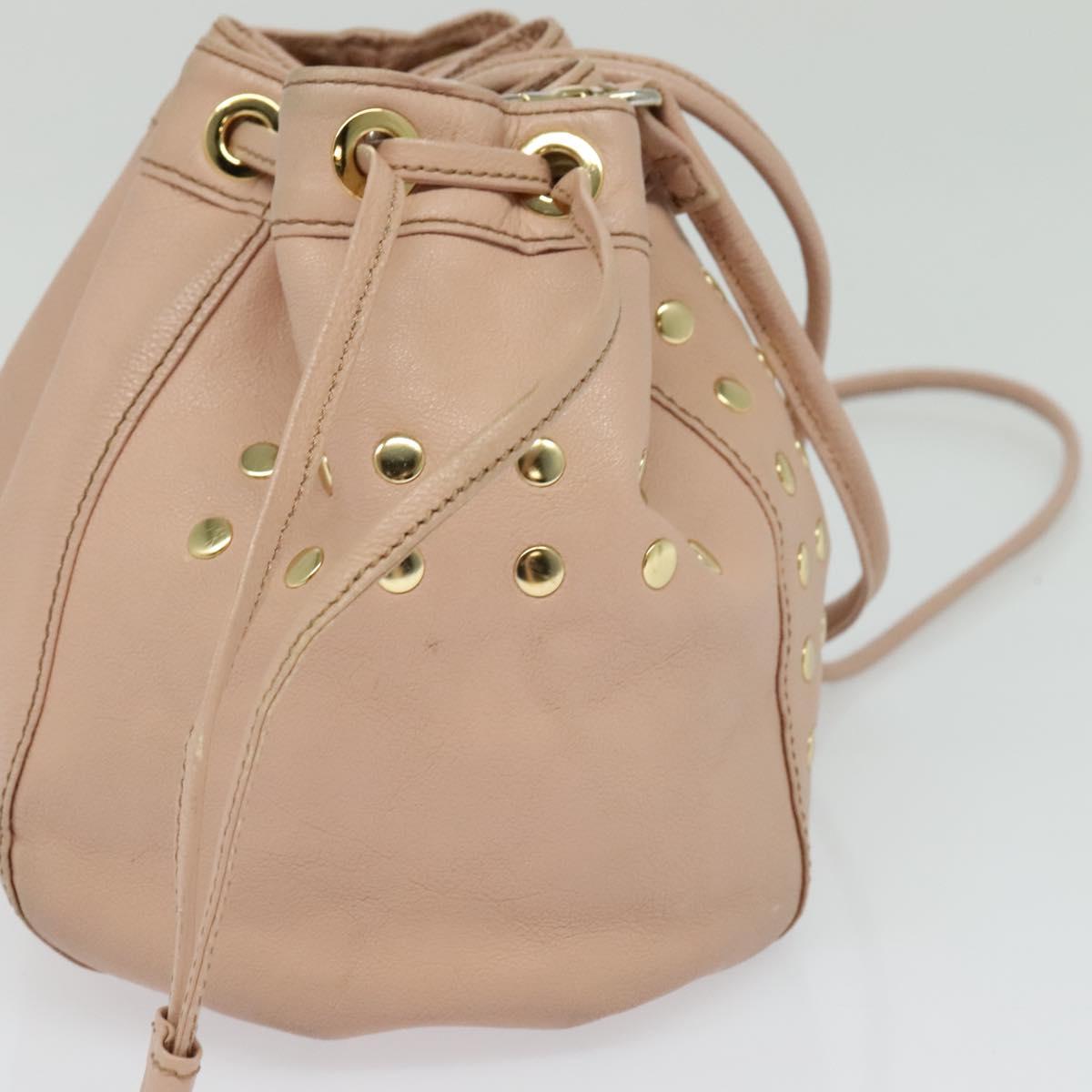 BURBERRY Blue Label Shoulder Bag Leather Gold Pink Auth EC376