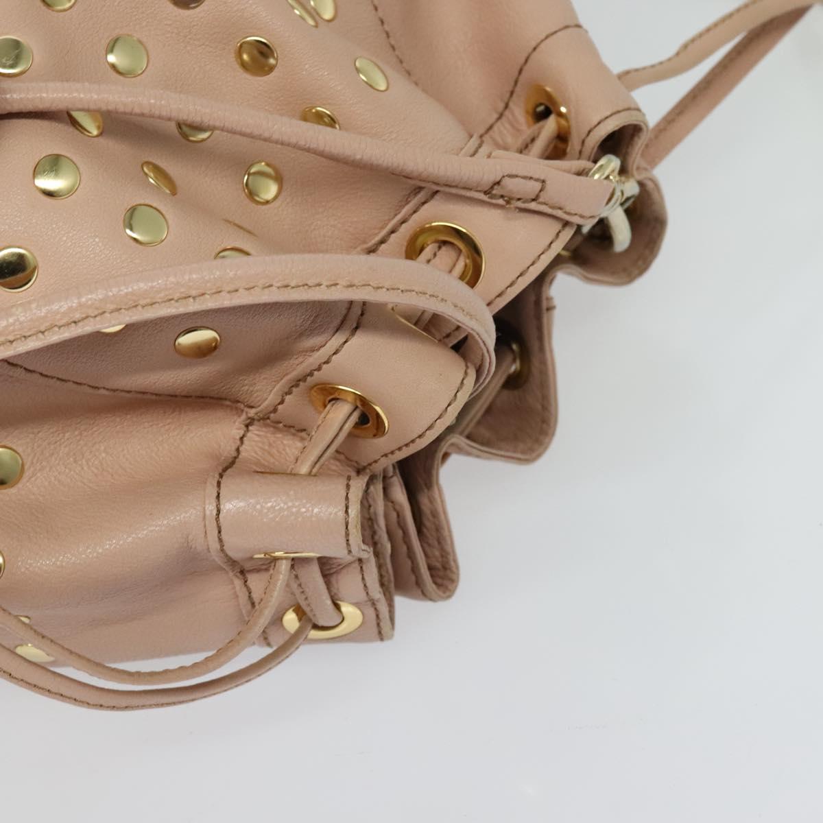 BURBERRY Blue Label Shoulder Bag Leather Gold Pink Auth EC376