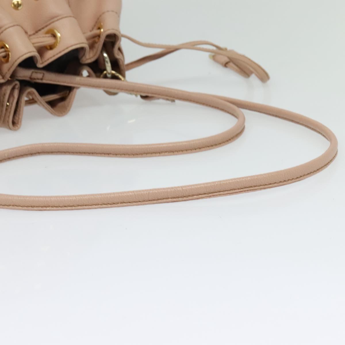 BURBERRY Blue Label Shoulder Bag Leather Gold Pink Auth EC376