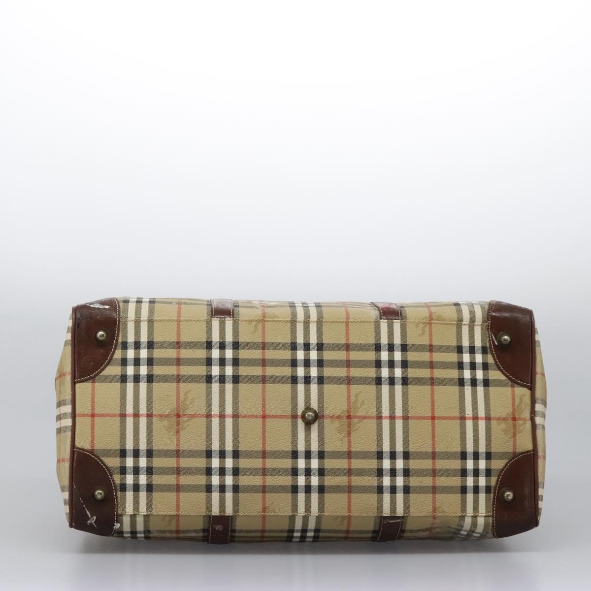Burberrys Nova Check Boston Bag PVC 2way Beige Auth EC382