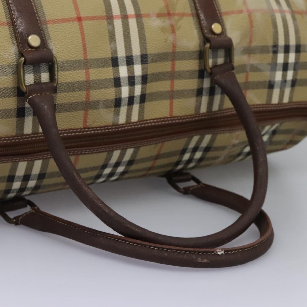 Burberrys Nova Check Boston Bag PVC 2way Beige Auth EC382