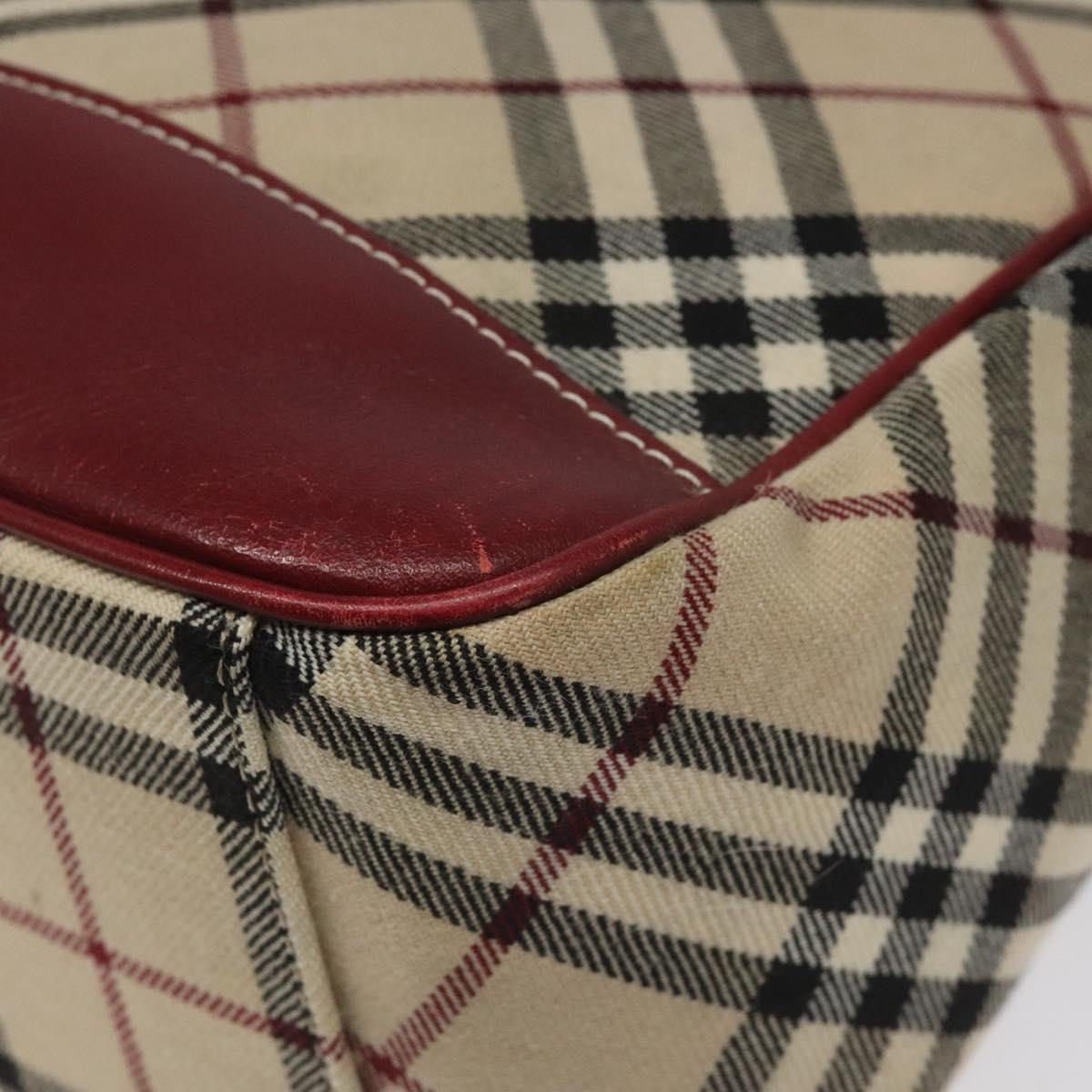 BURBERRY Nova Check Blue Label Shoulder Bag Canvas Beige Auth EC388