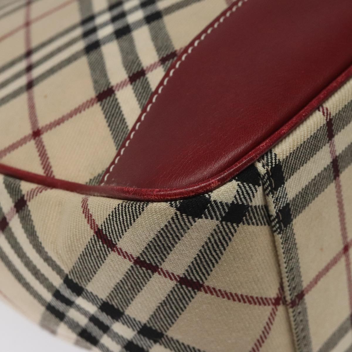 BURBERRY Nova Check Blue Label Shoulder Bag Canvas Beige Auth EC388