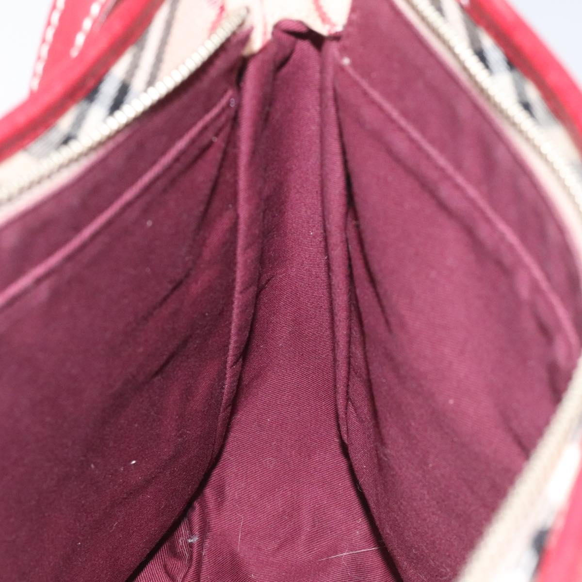 BURBERRY Nova Check Blue Label Shoulder Bag Canvas Beige Auth EC388