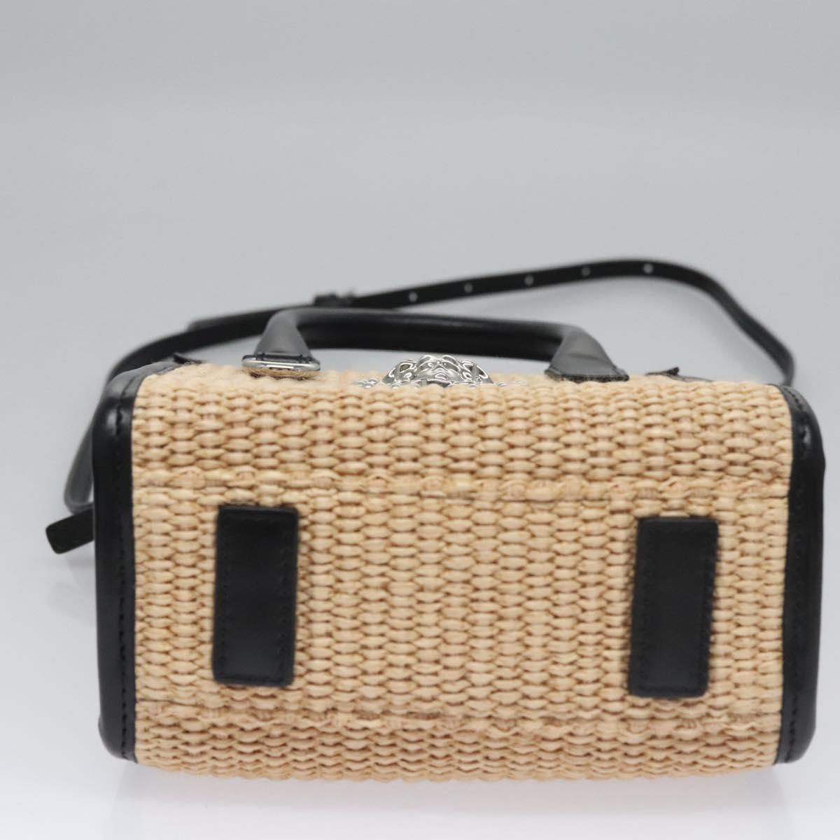 VERSACE Hand Bag Raffia 2way Beige Auth EC392AV