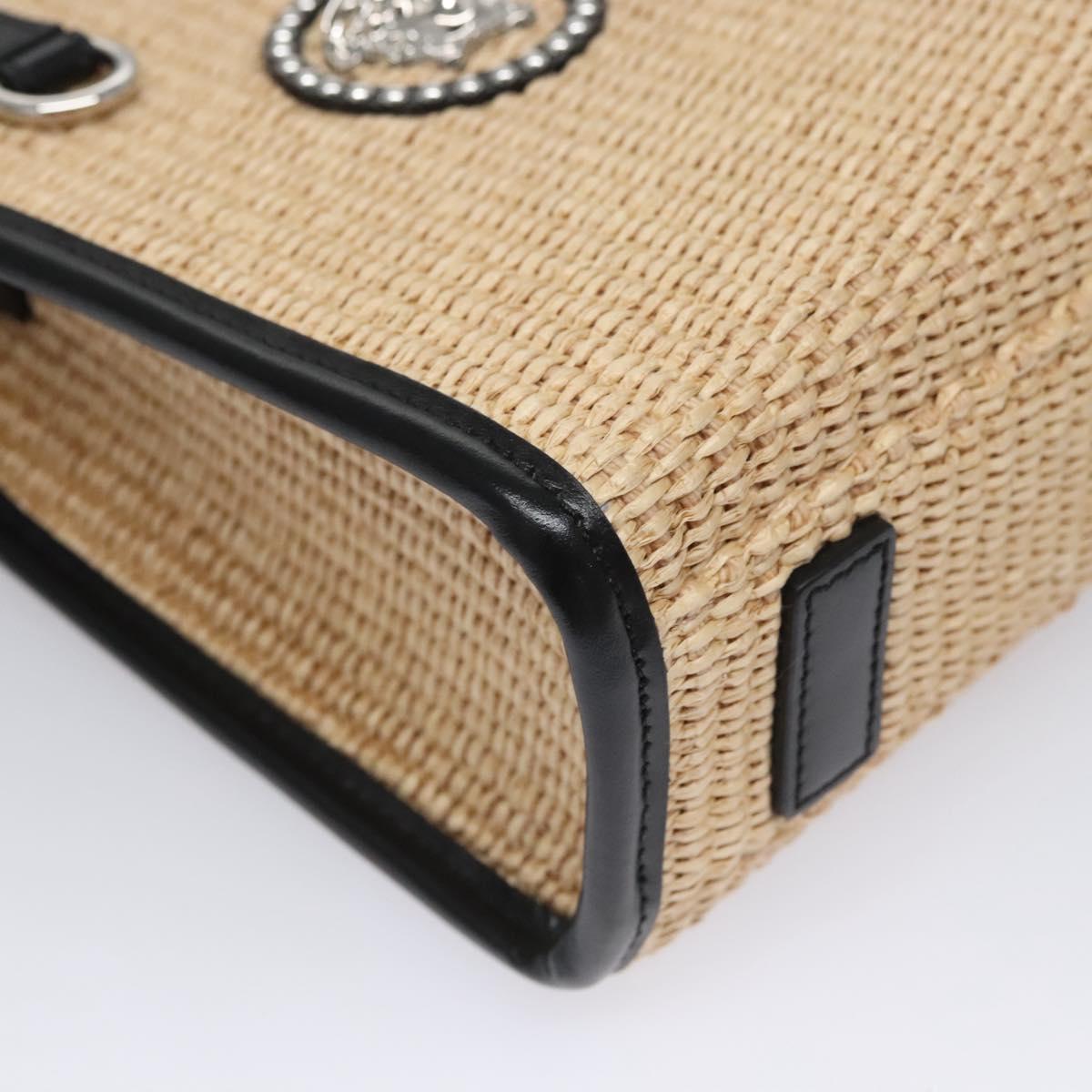 VERSACE Hand Bag Raffia 2way Beige Auth EC392AV