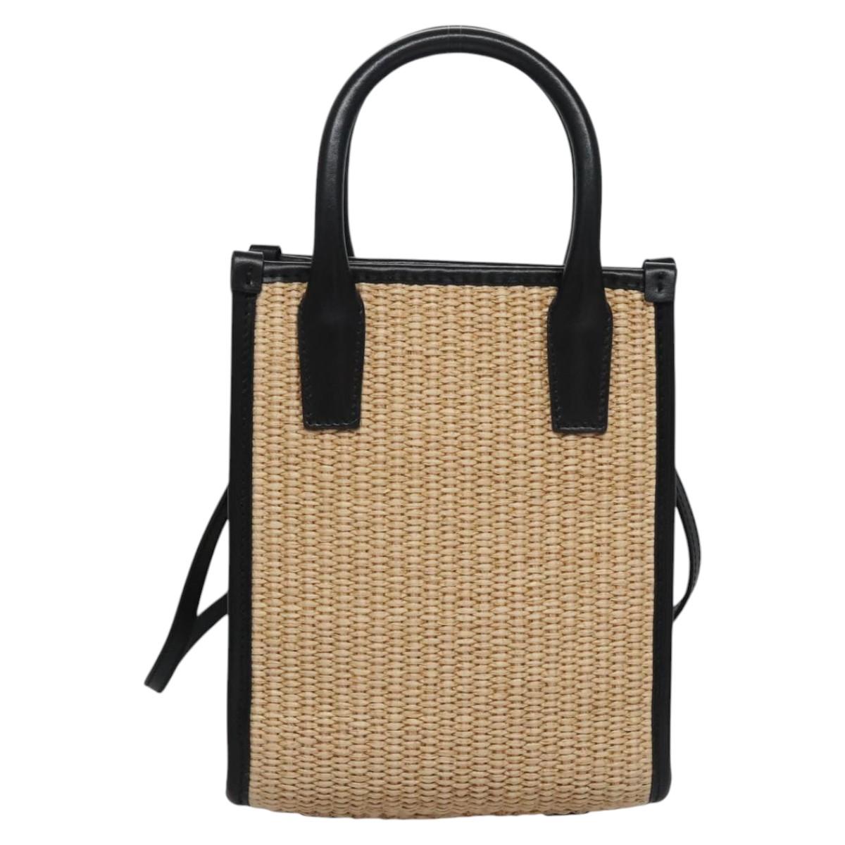 VERSACE Hand Bag Raffia 2way Beige Auth EC392AV