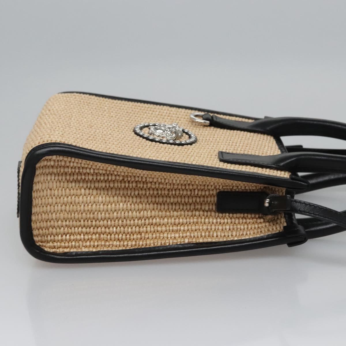 VERSACE Hand Bag Raffia 2way Beige Auth EC392AV